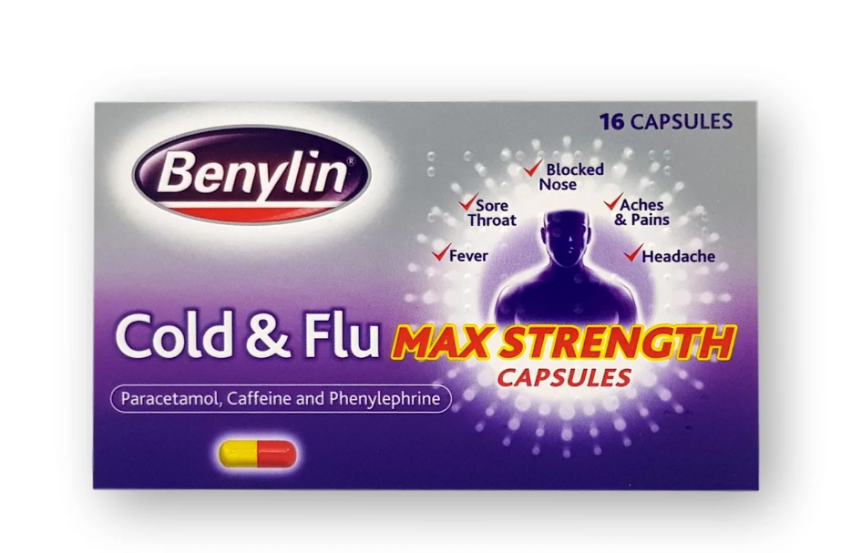 Benylin Cold &amp; Flu Max Strength 16 Capsules